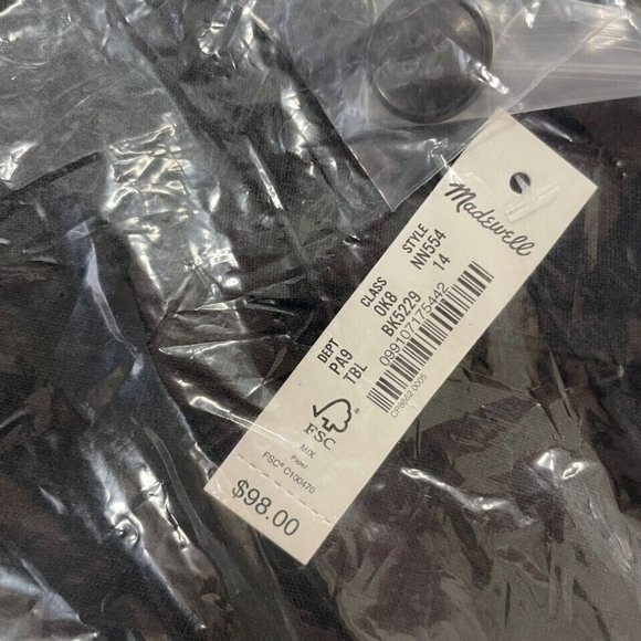 MADEWELL Wide-Leg Cargo Pants Linen-Blend Women's Size 14 Black  NN554 - Picture 3 of 13